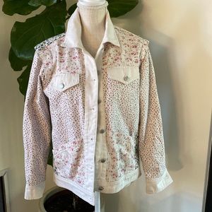 Blank NYC White Floral Jean Jacket